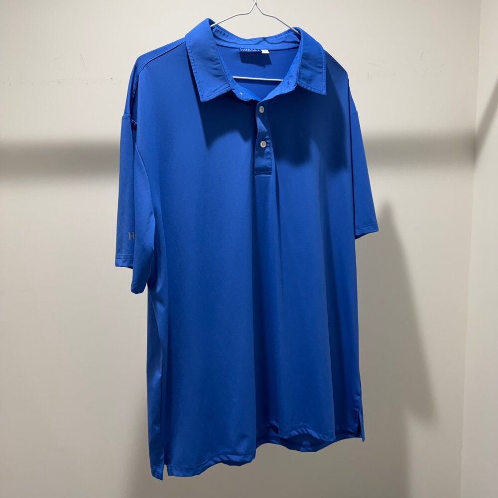 Hreski Mens Short Sleeve Golf Perfomance Stretch Polo Shirt Blue Size XL